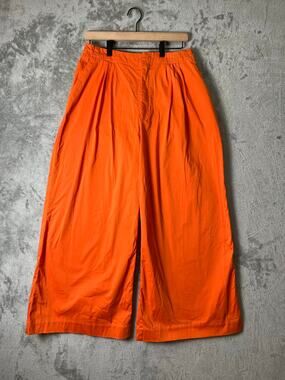 Maeve Anthropologie Slouchy Wide Leg Trousers Bright Orange High Rise 10 New